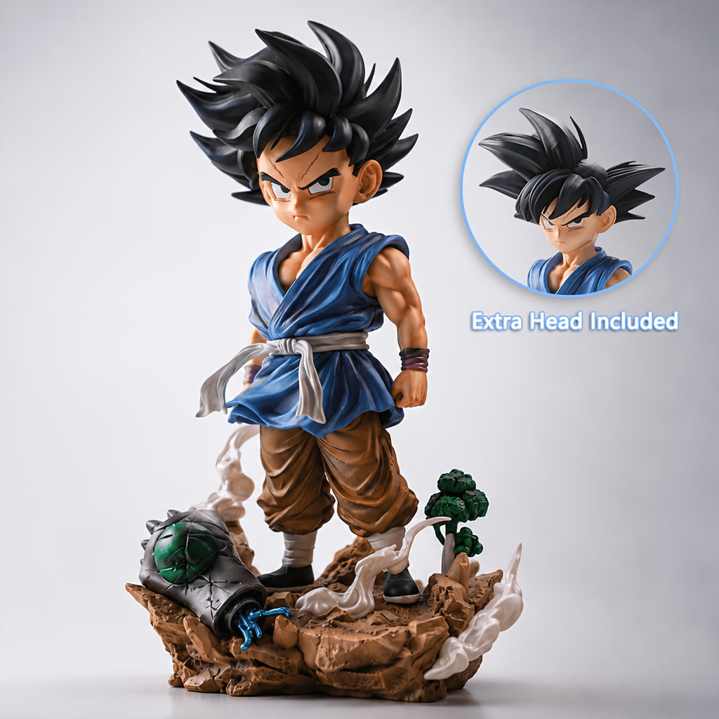 25.91cm Heavyweight Solid PVC Statue (764g), Premium Anime Action Figure with Battle-Damaged Diorama Base & 2 Interchangeable Heads