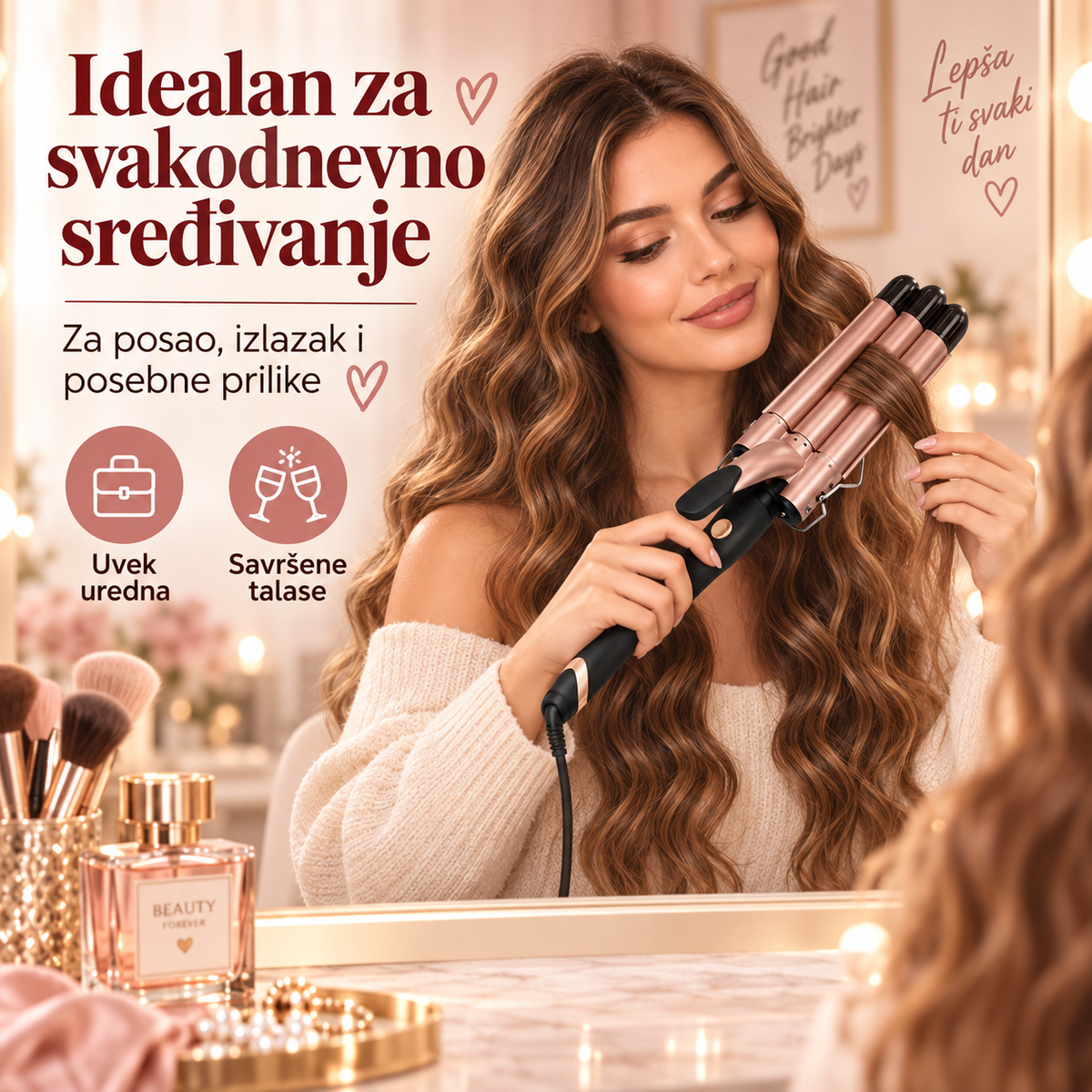 Figaro za kosu sa tri cevi – aparat za talasastu frizuru i lokne