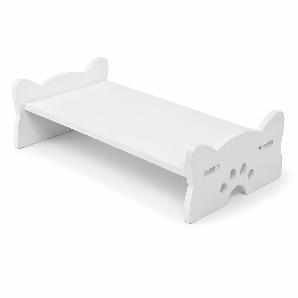 Preslatki stalak za monitor u obliku mačje šape sa ergonomskim podizačem ekrana za radnu površinu - Pogodan za stoni računar i laptop, beli, pogodan za kućnu kancelariju, kompatibilan sa sveskama, tabelama, pametnim telefonima, čitačima, držač monitora za
