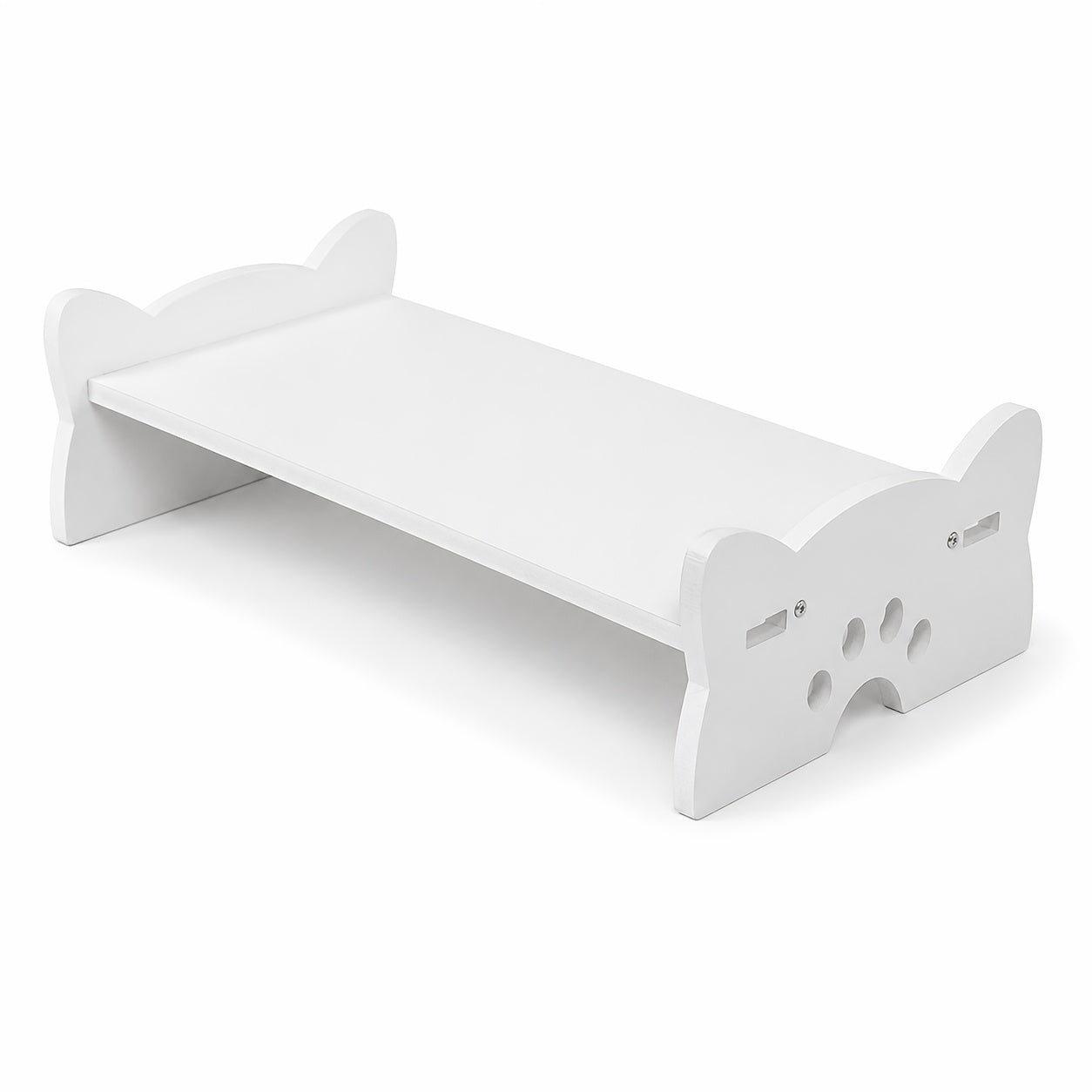 Preslatki stalak za monitor u obliku mačje šape sa ergonomskim podizačem ekrana za radnu površinu - Pogodan za stoni računar i laptop, beli, pogodan za kućnu kancelariju, kompatibilan sa sveskama, tabelama, pametnim telefonima, čitačima, držač monitora za