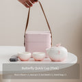 1 Set of Handmade Butterfly-shaped Ceramic Teapot, Including One Teapot and Two Cups with a Storage Bag, Portable Kung Fu Tea Set for Outdoor Camping, a Cute and Creative Gift