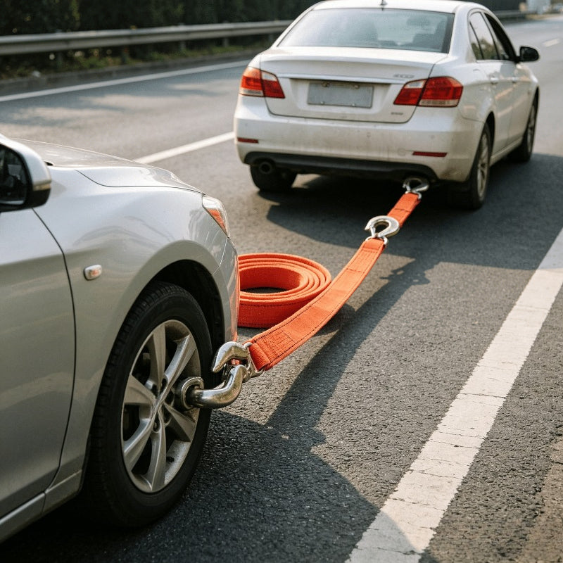 Teška dvoslojna vučna uže sa vučnim konopcem - Remen za vuču automobila pogodan za oporavak na putu, hitno vučenje vozila, SUV, vuču motocikla - Prednji nosač, nije za timove za oporavak