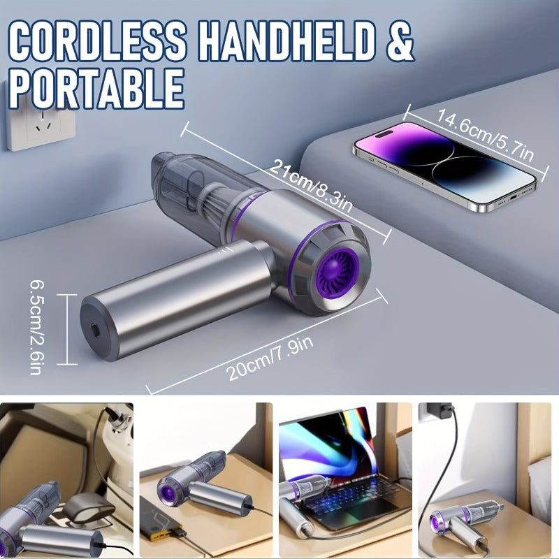 Portable Wireless Vacuum Cleaner 20000PA High-Power Mini Vacuum, 4-in-1 Compressor Air Blower and Pump Handheld Vacuum with Brushless Motor Suitable for Car, Home, Office, Camping, Computer Keyboard Laptop Dust Cleaning Tool