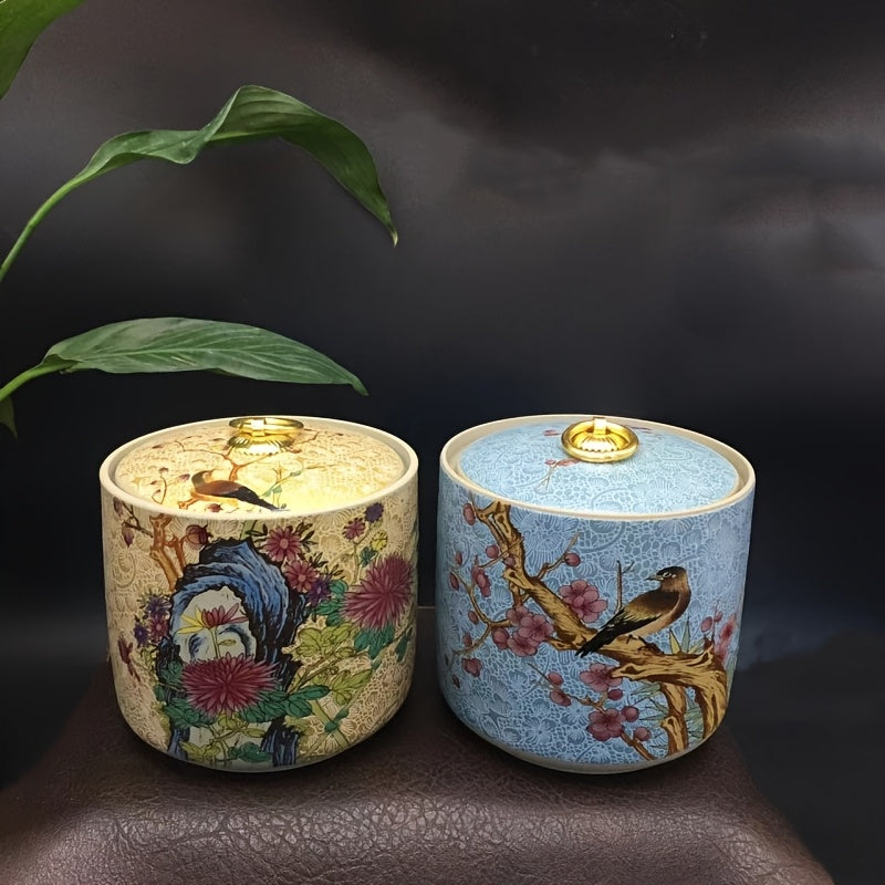 2pcs Enamel Ceramic Sealed Jars, Decorative Airtight Containers for Nuts, Snacks, Tea, Coffee - Food Contact Safe, Home Decor Storage Canisters