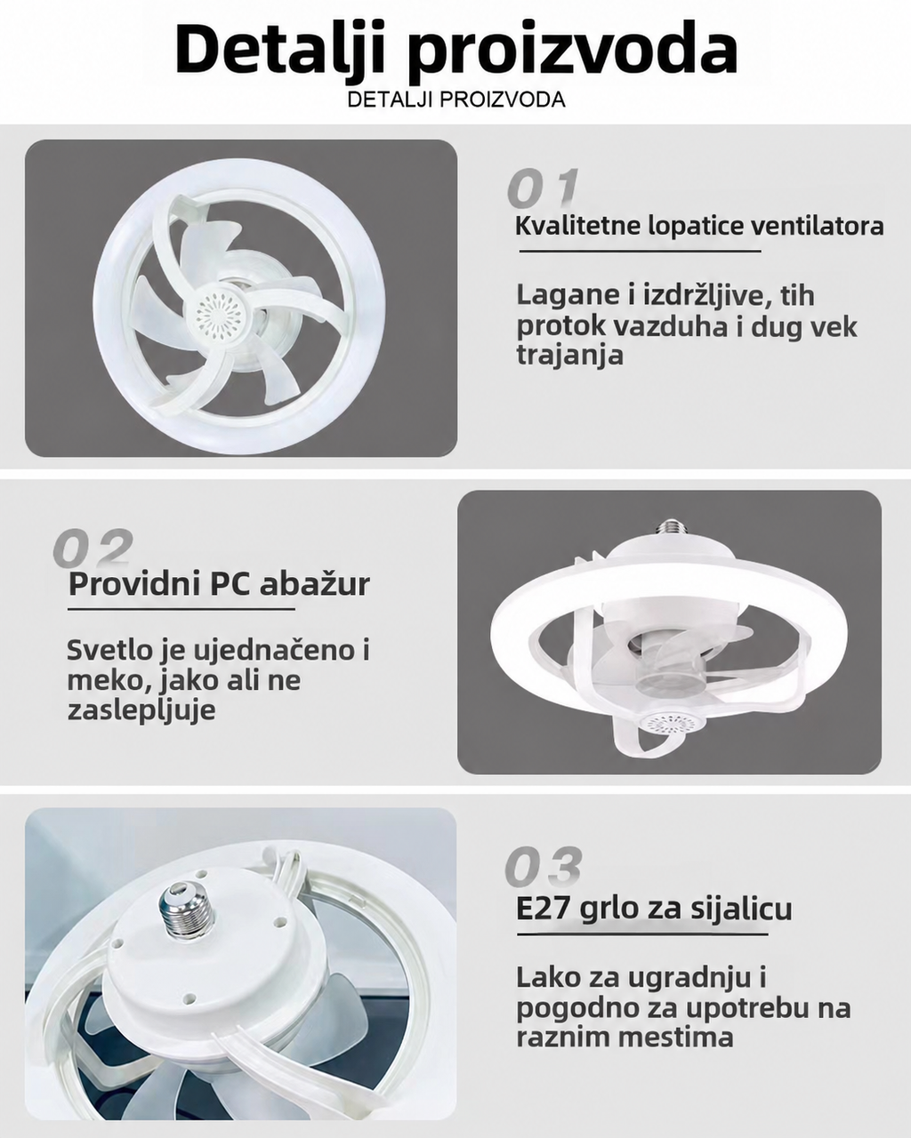 Pametni Plafonski Ventilator sa LED Svetlom