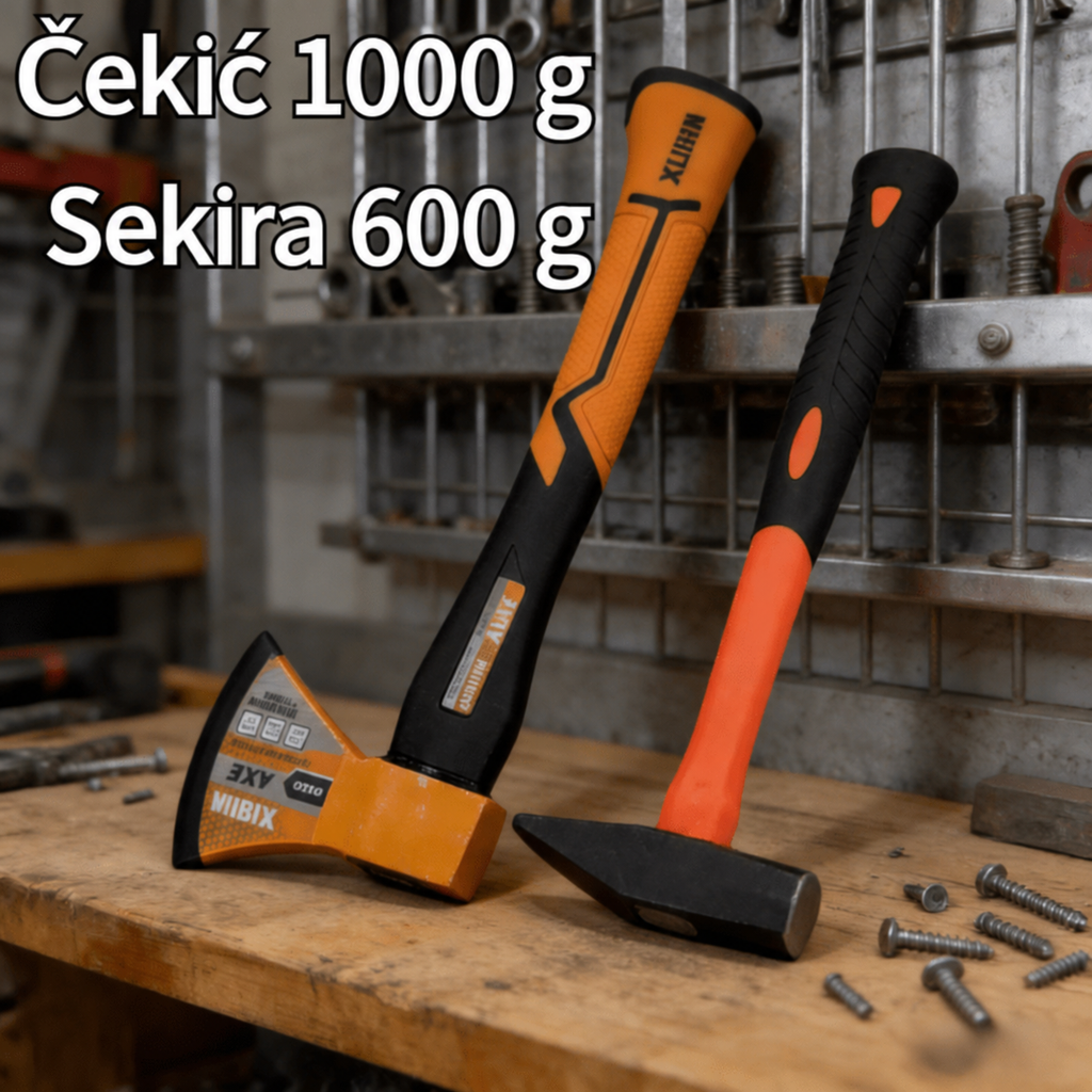 Set od dvije komada: Sektorska čekića i sekira nasumične boje