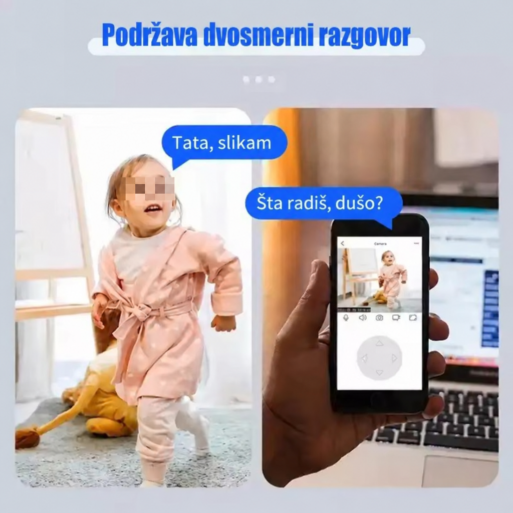 Bežična WiFi kamera, 360 stepeni, 1080P kamera, Kućni WiFi monitor visoke definicije