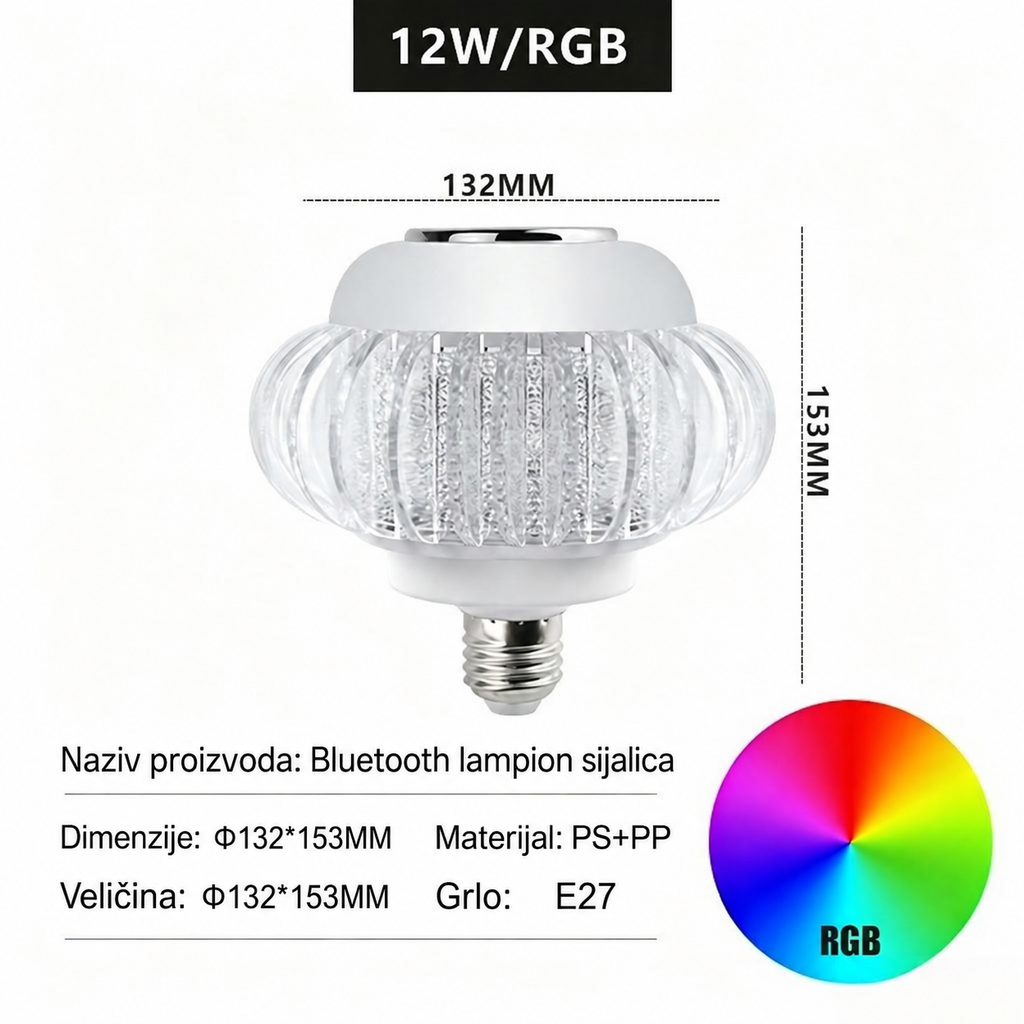 LED Bežična Sijalica Zvučnik, Daljinski Upravljač Višebojna Sijalica sa Zatamnjivanjem, Bežična Audio Muzička Lampa za Dekoraciju Spavaće Sobe, Bara, Rođendanske Žurke