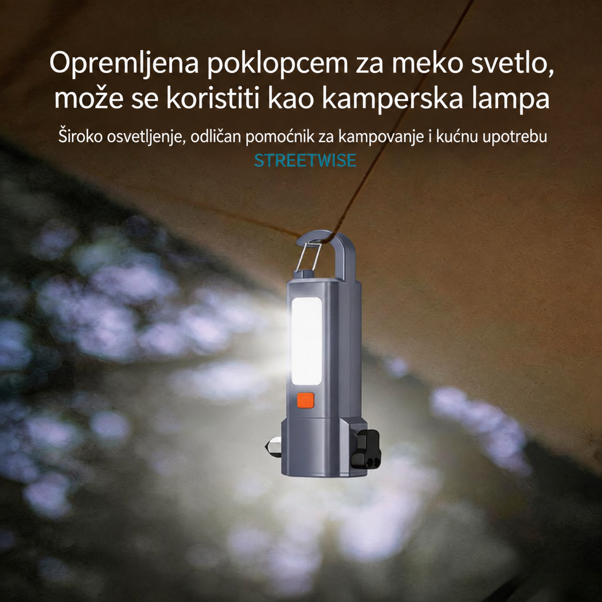 Multifunkcionalno Čekić-Svetiljka za Prozore Visoke Svetlosti Bočna Lampa Dvostruka Funkcija Zum Svetiljka Magnetni Sigurnosni Čekić za Kampovanje