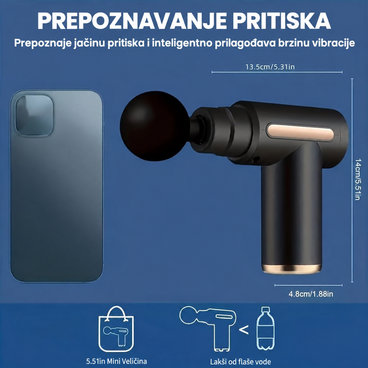 Prenosivi USB punjivi masažer – uređaj za masažu mišića i fascije