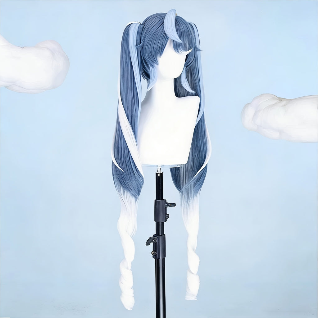 A Cosplay Wig Suitable for All Adults, Lolita Style, T-Color Partition Separate Double Ponytail with Large Waves, Easy to Style, Adds Hair Volume, Suitable for Holiday Outfits, Cosplay, And Daily Outings, Parties, And Gatherings