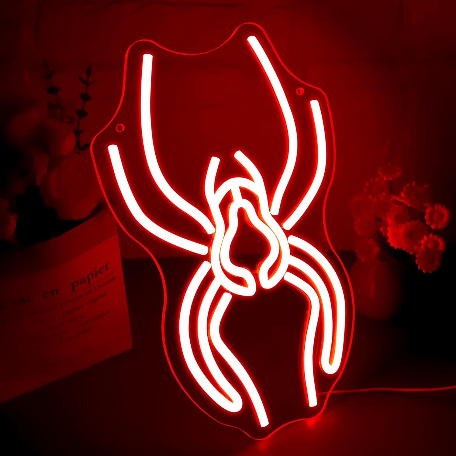 Spider LED Dimmable Neon Zidni Dekor, USB Napajanje, Dimmable Anime Halloween Neon Svetlo za Mušku Pećinu, LED Svetleći Pauk Znak, Pogodno za Igraonicu, Prodavnicu Kućnih Ljubimaca, Bar, Spavaću Sobu, Halloween Rođendanski Poklon Umetnost