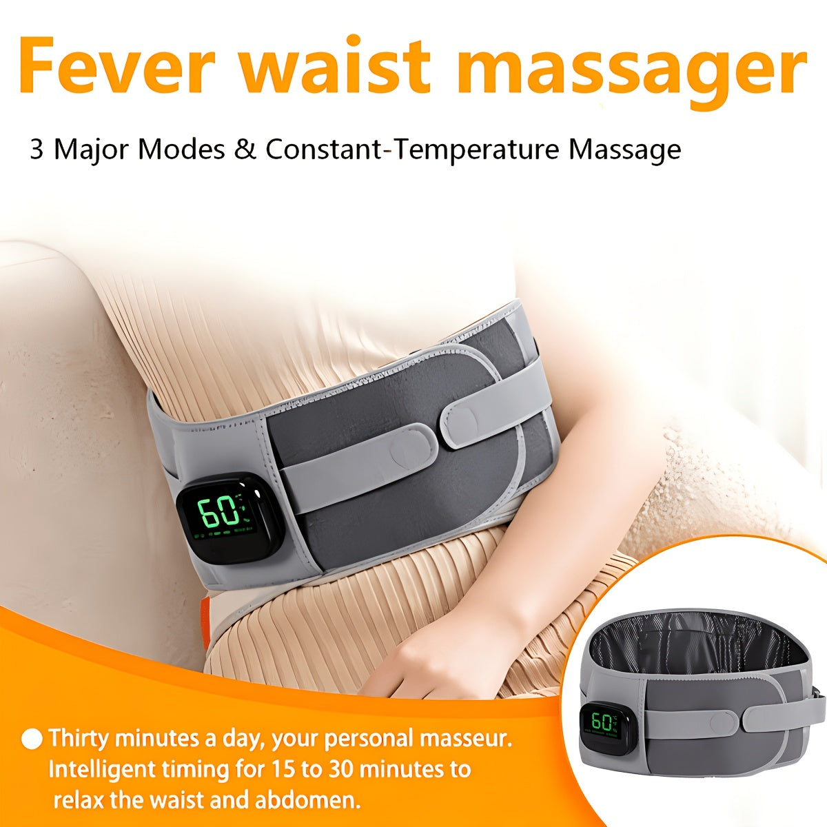 Bežični pojas za masažu struka sa 4 podesiva režima temperature, ergonomski dizajniran da odgovara krivini struka, pruža nežno iskustvo masaže struka sa vibracijom, savršen USB punjivi porodični poklon