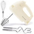 Electric Hand mixer - 7 Adjustable Speed 180W Handheld Mixer Electric Whisk with 5 Stainless Steel Accessories, Turbo Boost/Self-Control Speed + Eject Button Food Beater for Cakes Eggs, Off-white
