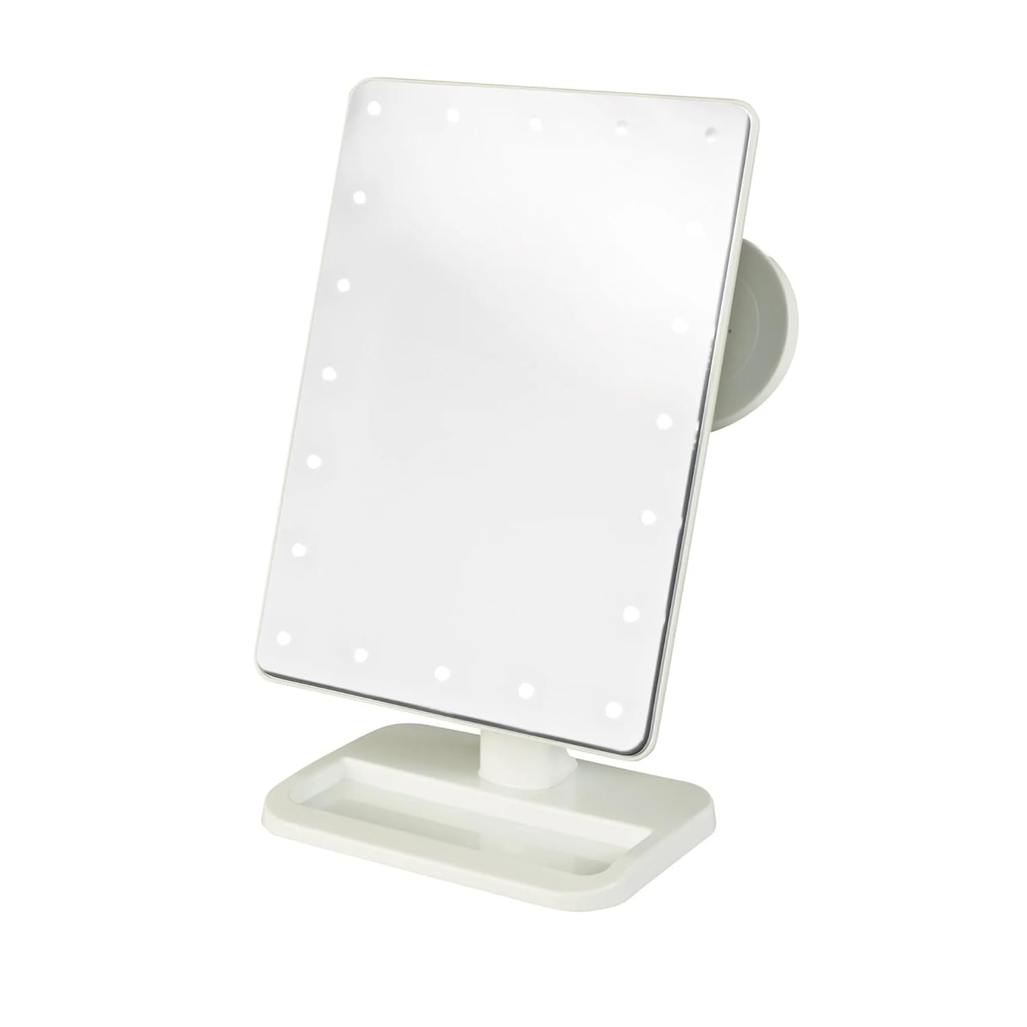 Jerdon 8-Inch by 11-Inch Lighted Vanity Mirror - Rectangular Tabletop Mirror in White with 10X Magnification Spot Mirror - Model JS811W