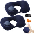2PCS Inflatable Travel Pillow, Adjustable Inflatable Neck Pillow, Portable Fast Inflatable Pillow U-Shaped with Eye Mask,Earplug and Carry Bag, for Airplanes,Traveling,Lumbar Support (Grey)