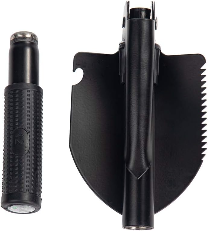 Gardening Folding Shovel Military Camping Shovel Survival Gear Entrenching Tool with Carrying Pouch Metal Handle for Camping Trekking Gardening Fishing Backpacking Snow (Black Zipper Pouch)