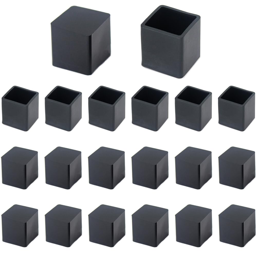 12Pcs 1"x1" (25mmx25mm) Square Rubber Chair Leg Tips Caps, Chair Table Leg Covers Floor Protectors, Chair Leg End Caps for Furniture, Table