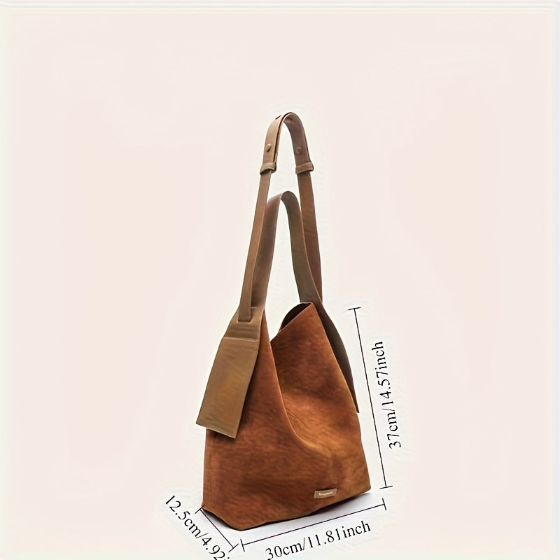 1pc Women's Large Capacity Corduroy Crossbody Bag with Magnetic Closure Suede Panel & Hanging Ear Design - Adjustable Strap Corduroy Handbag Suitable for Commuting, Parties, Casual Outfits, Olive Green/Caramel, /Korean Style