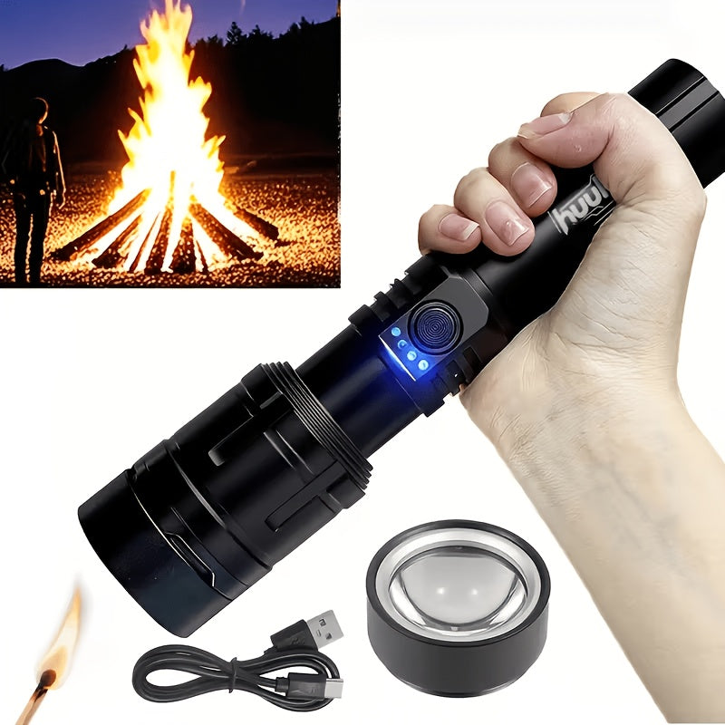 This Aluminum Alloy Ignition Flashlight Uses a Fresnel Lens for Ignition, Is USB Rechargeable, And Has a 5000Mah High-Capacity Battery. It'S Suitable for Camping, Exploration, Fishing, Patrolling, Travel, Home Use, And As a Holiday Gift. IP44
