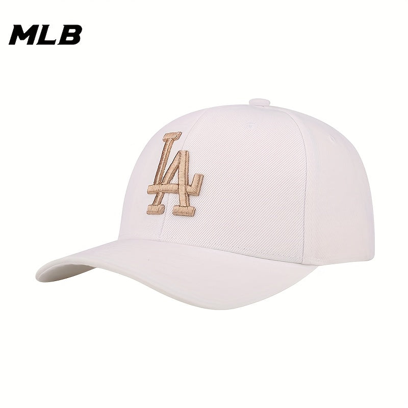 MLB Baseball Cap - White with Golden LA Lettering, Designed for Sports, Casual, And Formal Occasions - Unisex Baseball Cap - Officially Licensed by MLB, Sports Additions, Athletic Design, Durable Construction, Stylish Headwear for Sports Enthusiasts