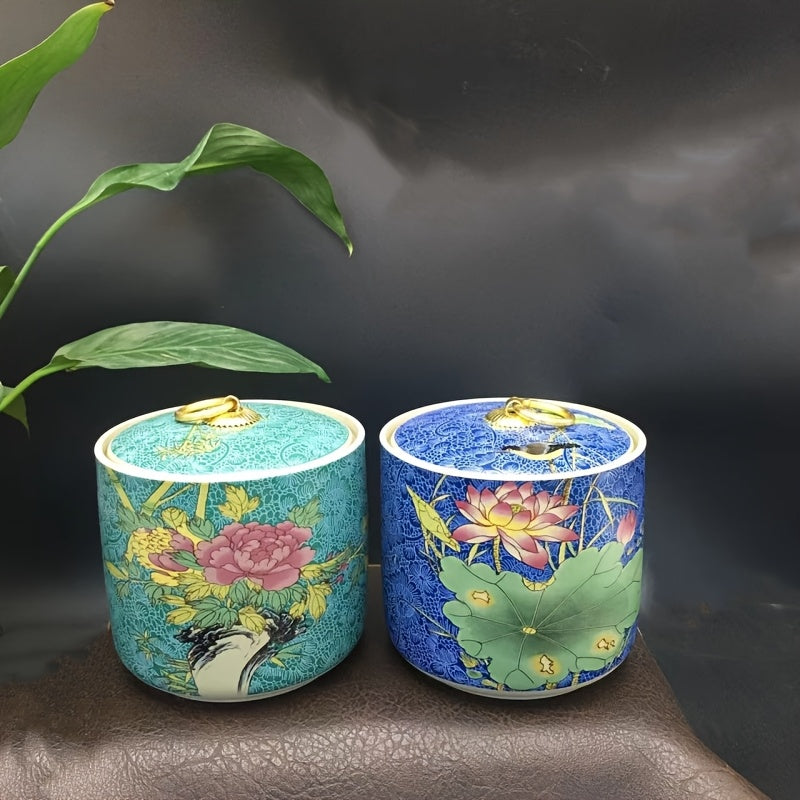 2pcs Enamel Ceramic Sealed Jars, Decorative Airtight Containers for Nuts, Snacks, Tea, Coffee - Food Contact Safe, Home Decor Storage Canisters