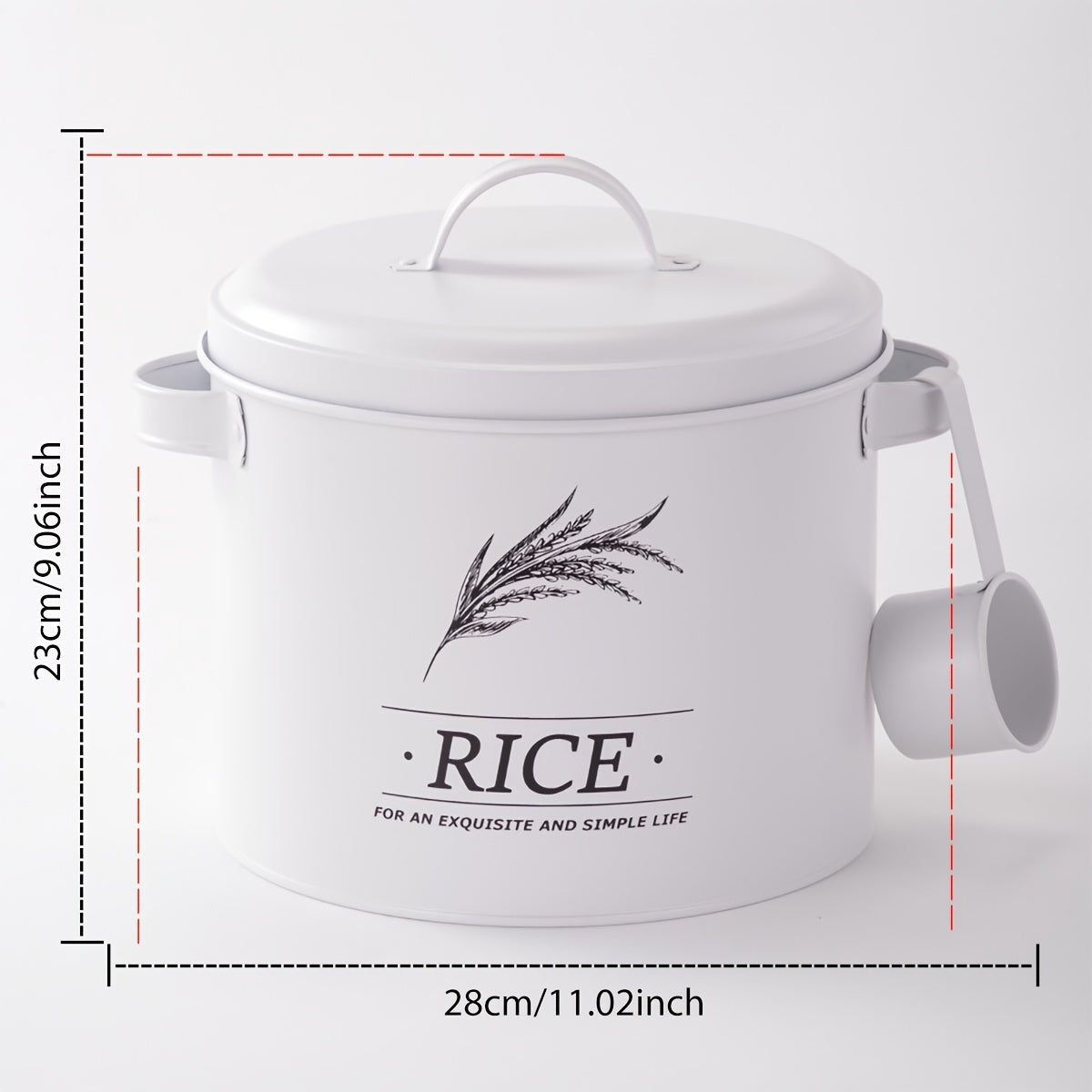 A Round White Metal Storage Canister for Organizing Rice, Potatoes, Vegetables, Food Containers, Kitchen Supplies, Housewarming Gifts, Suitable for Dining Rooms, Dorms, And Homes