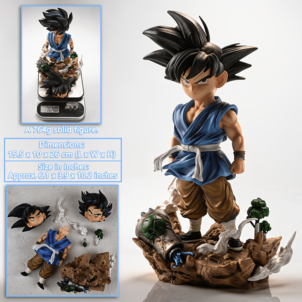 25.91cm Heavyweight Solid PVC Statue (764g), Premium Anime Action Figure with Battle-Damaged Diorama Base & 2 Interchangeable Heads