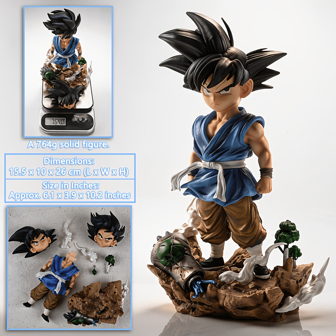 25.91cm Heavyweight Solid PVC Statue (764g), Premium Anime Action Figure with Battle-Damaged Diorama Base & 2 Interchangeable Heads