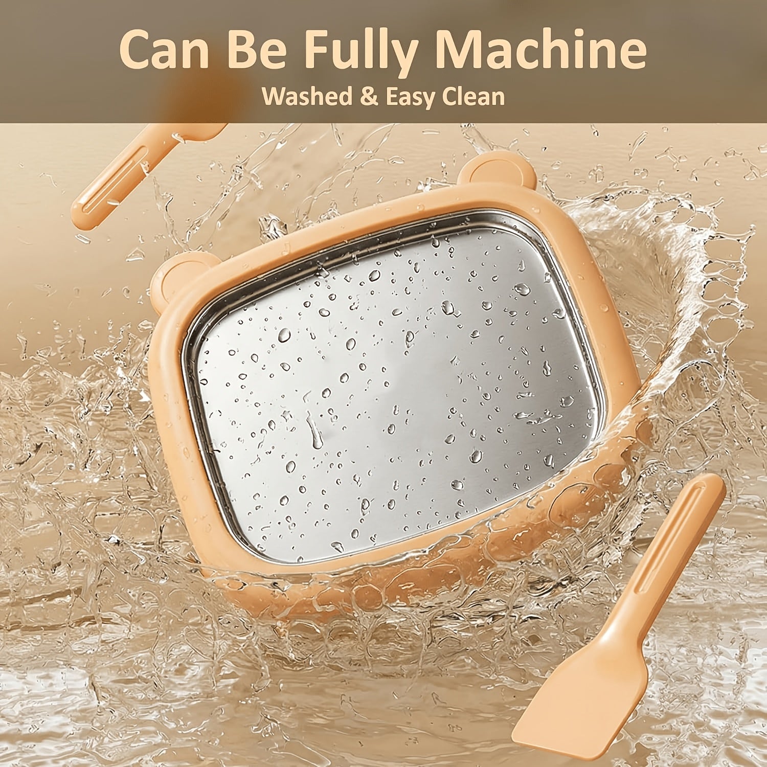 Manual Ice Tray, No Electricity Required, DIY Ready-to-Eat Ice Cream Roll Maker, 304 Stainless Steel, Home Use Homemade Frozen Yogurt Smoothie Maker, Includes 2 Scrapers, and Easy to Clean, Parent-Child Interactive Partner, for Home Kitchen Use