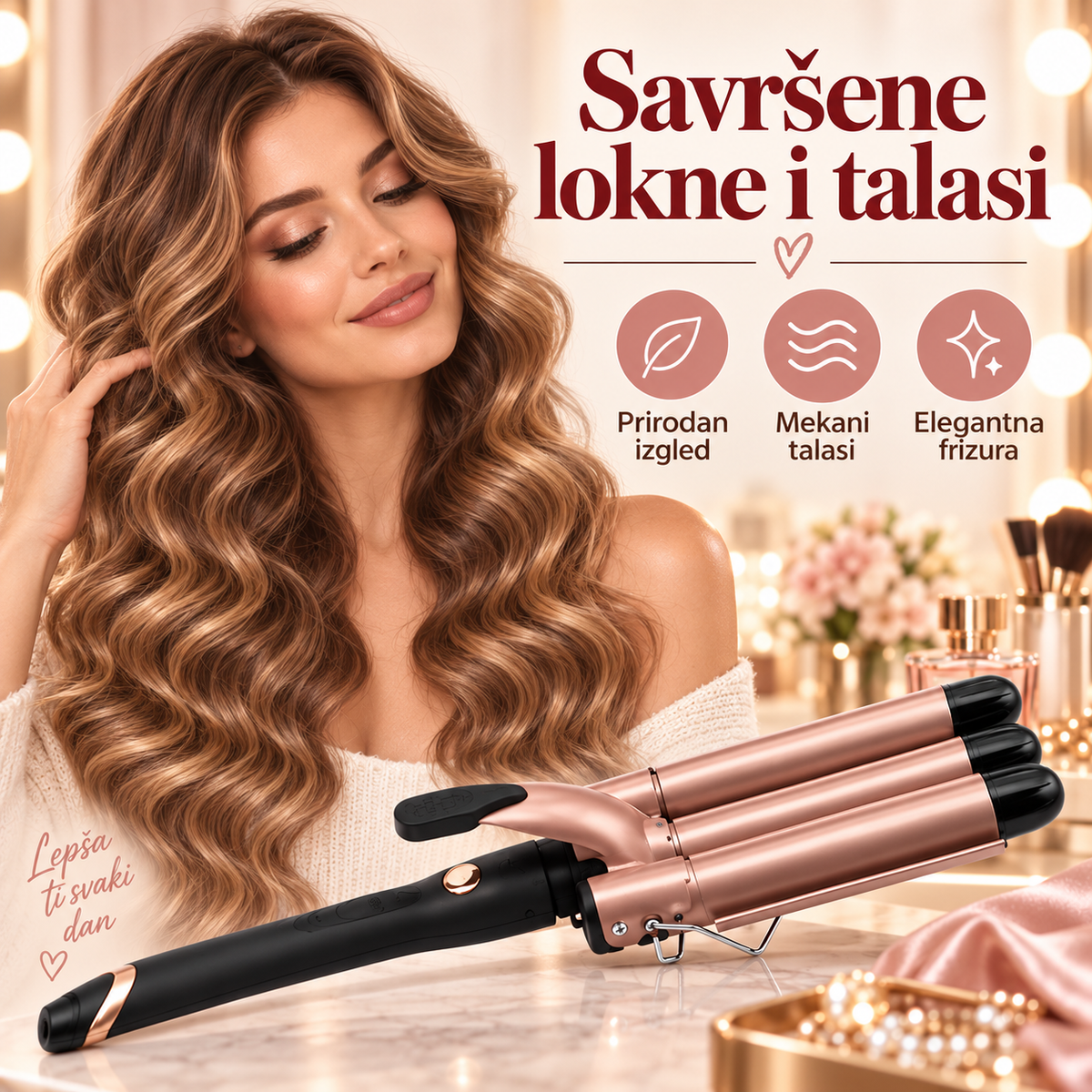 Figaro za kosu sa tri cevi – aparat za talasastu frizuru i lokne