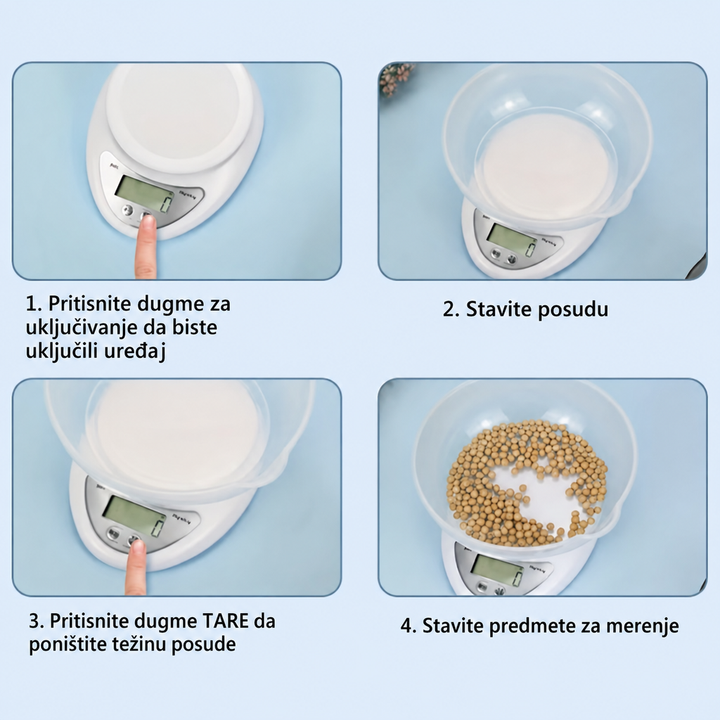 Prenosiva elektronska kuhinjska vaga 5 kg/1 g (baterije nisu uključene)