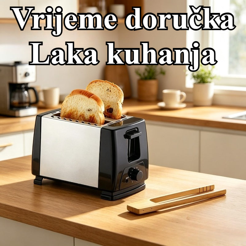 Višenamenski toster za doručak + klip za hleb protiv opekotina, set od 2 komada za zagrevanje i vađenje tosta za doručak, kompletan set alata za praktičnu pripremu doručka, boja nasumična
