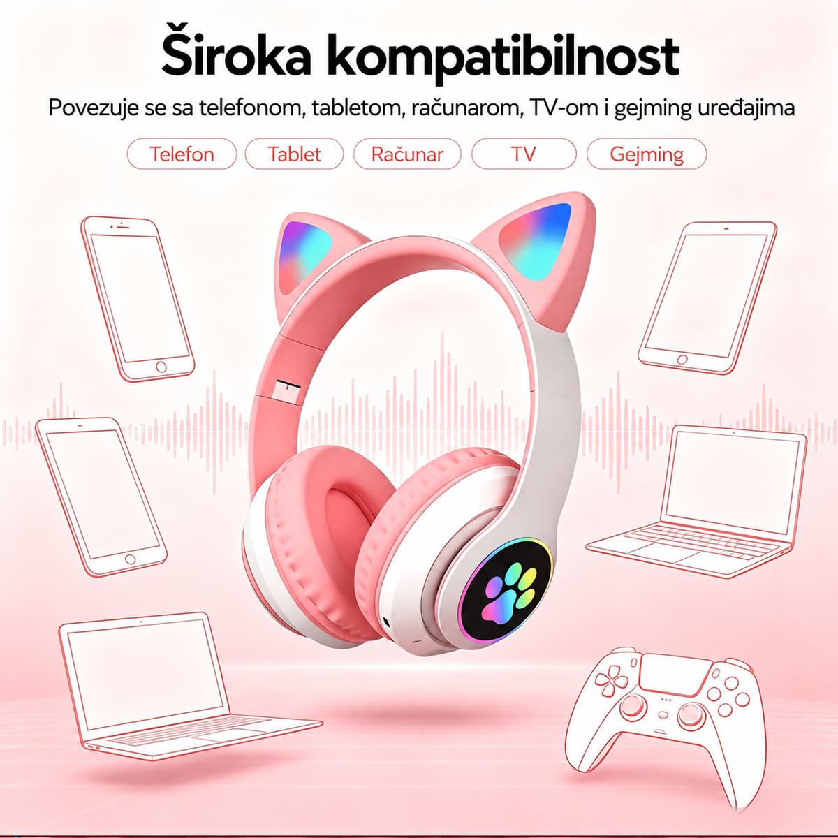 Šarene sklopive bežične Bluetooth slušalice slatkog dizajna
