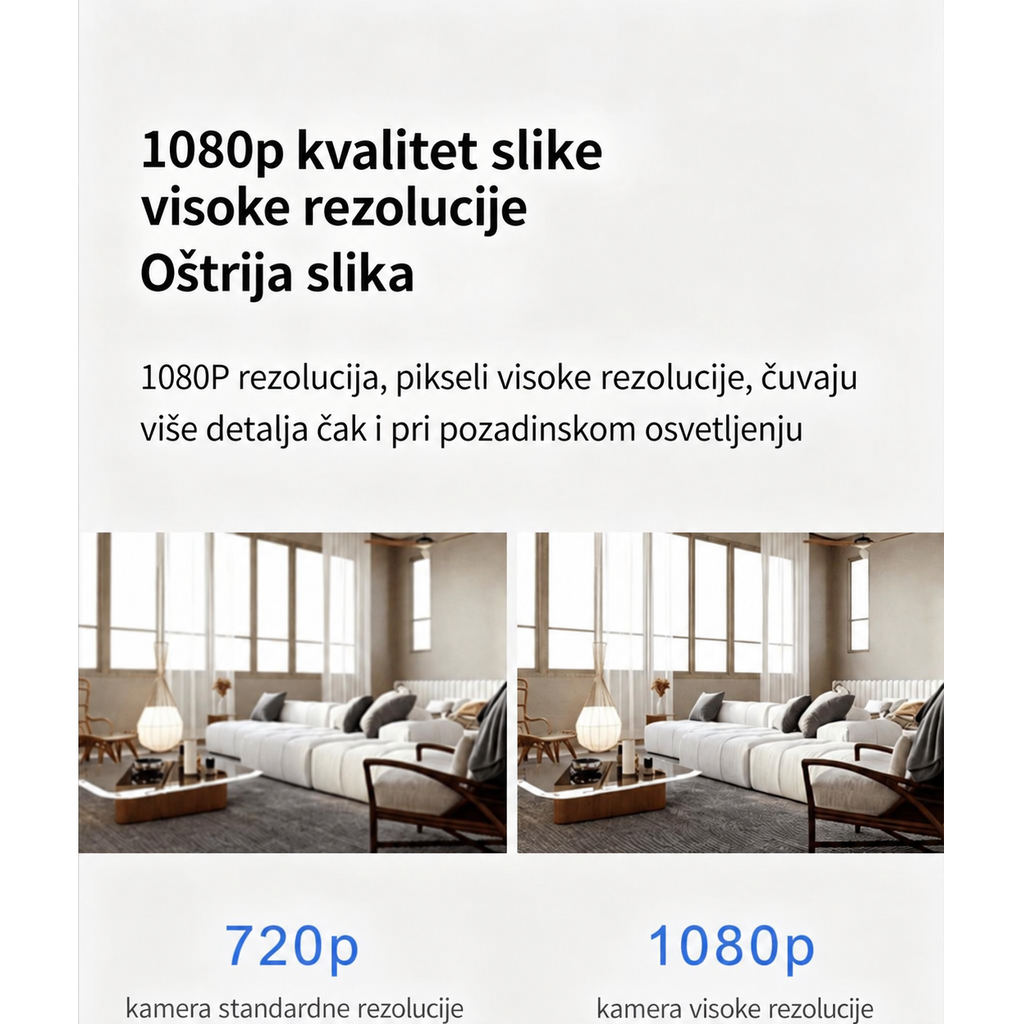 1080P HD WiFi Sigurnosna Kamera sa Infracrvenim Noćnim Vidom, Daljinski Pregled Kućne Nadzorne Kamere