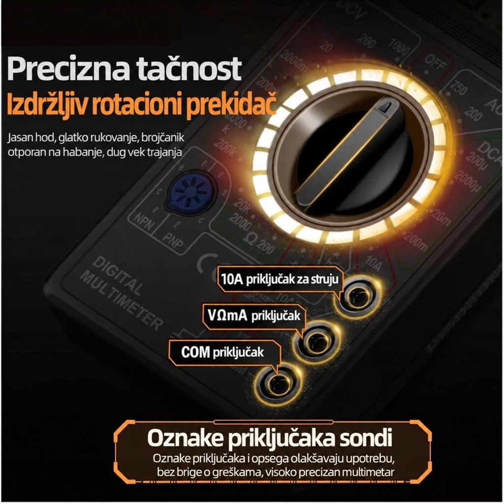 DT-830B Digitalni Multimetar, Ručni LCD Digitalni Multimetar, AC/DC Volti i Struja Otpor Merač sa Zaštitom od Preopterećenja za Kućno Električno Testiranje, Dostava u 3-5 Dana
