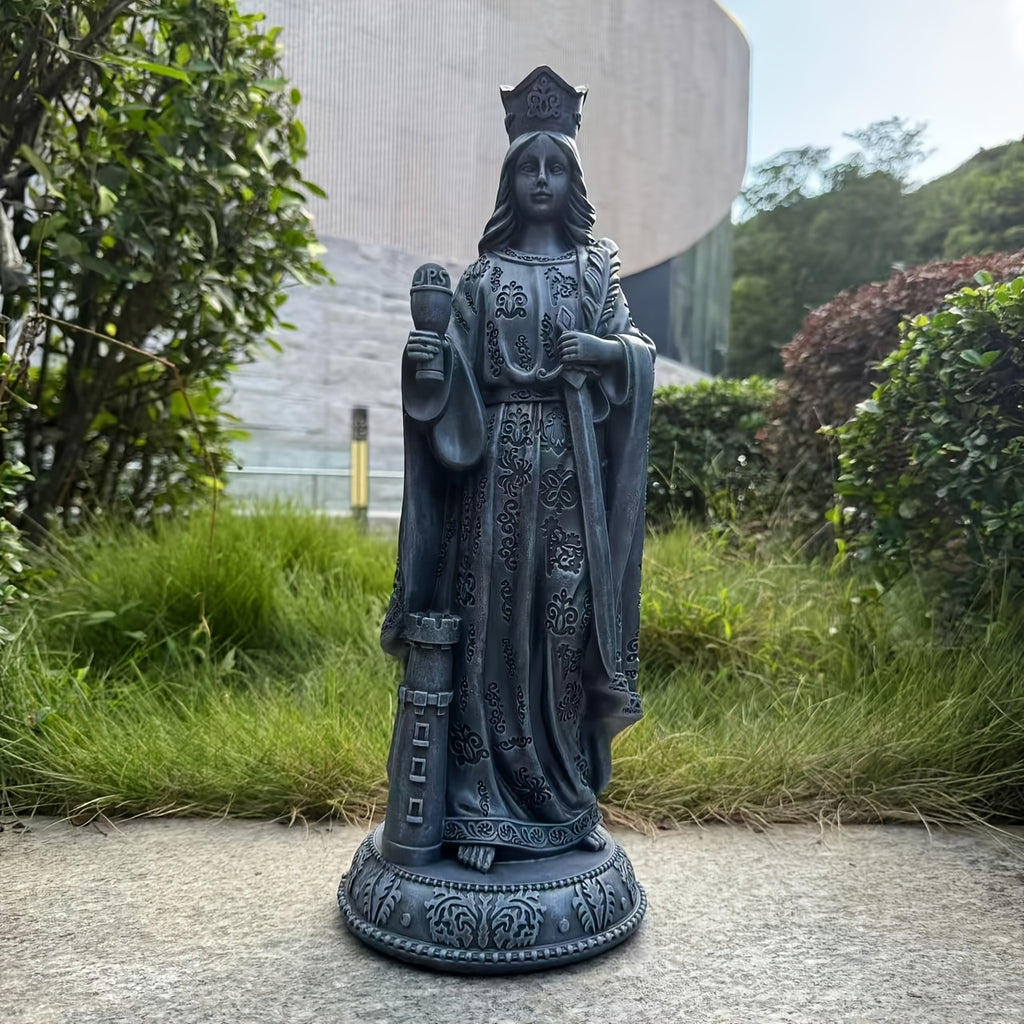 Statua Santa Barbare za spoljašnju upotrebu visoka 18 inča, izrada od smole, ne zahteva električnu energiju, elegantan dekor za baštu, vilu, predvorje hotela, kancelariju