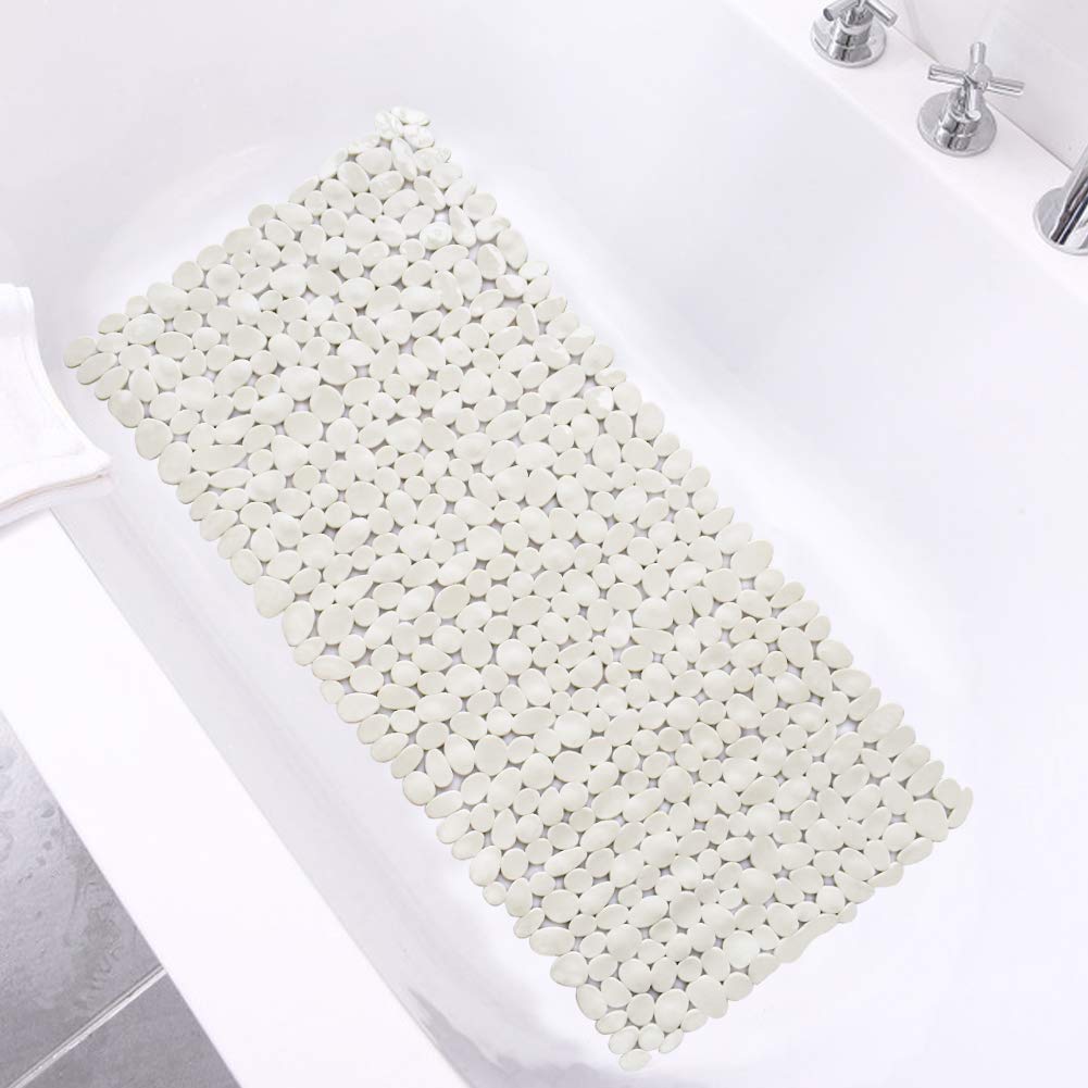 SONGZIMING Pebble Bath Mat for Bathtub to Anti Slip Bathtub Mat in Shower with 16 Inches by 35 Inches (Clear Blue)