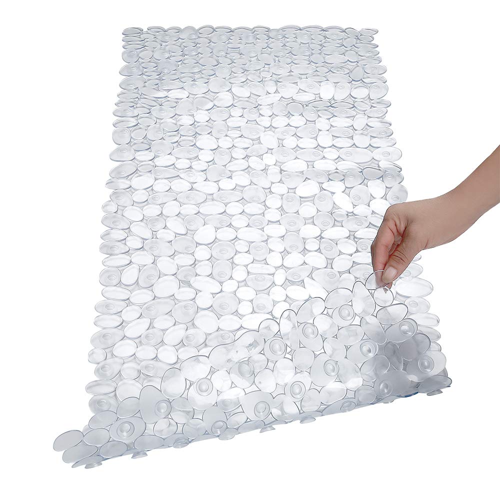 SONGZIMING Pebble Bath Mat for Bathtub to Anti Slip Bathtub Mat in Shower with 16 Inches by 35 Inches (Clear Blue)