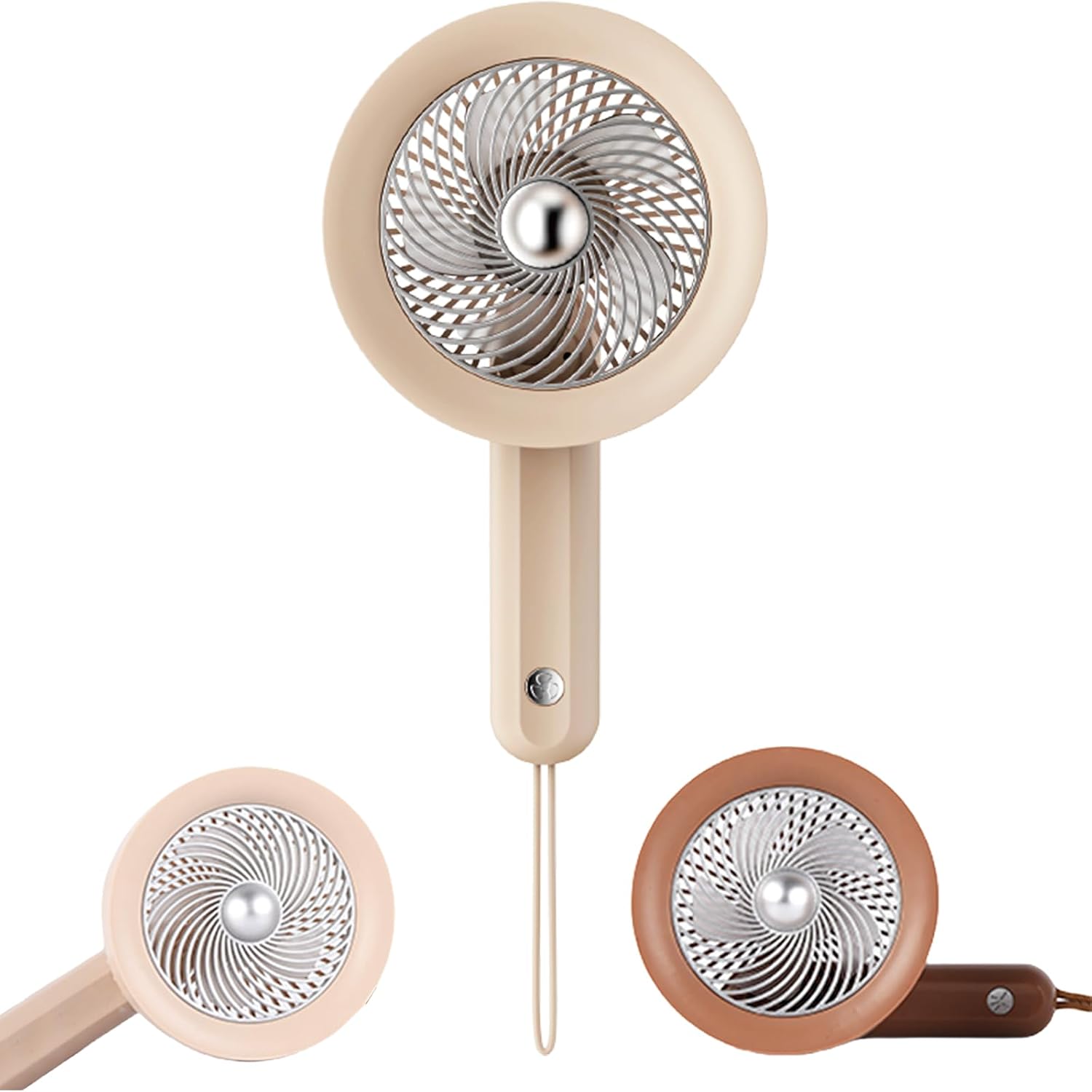 Ericfavre Portable Fan For Travel, 3 IN 1 USB Rechargeable Handheld Mini Fan For Women, Personal Portable Small Fans Foldable Cute Design 6 Speed Wind School Travel Outdoor Summer Gifts (Beige)