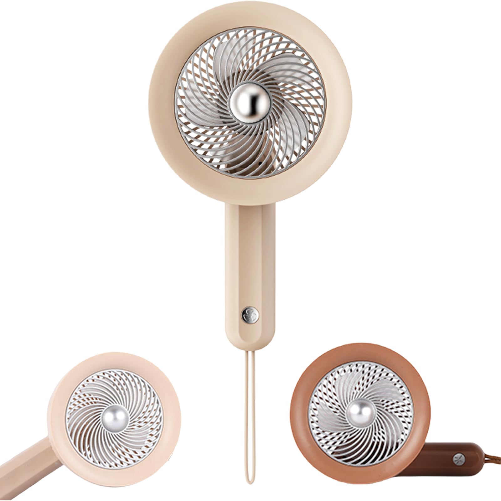 Ericfavre Portable Fan For Travel, 3 IN 1 USB Rechargeable Handheld Mini Fan For Women, Personal Portable Small Fans Foldable Cute Design 6 Speed Wind School Travel Outdoor Summer Gifts (Beige)