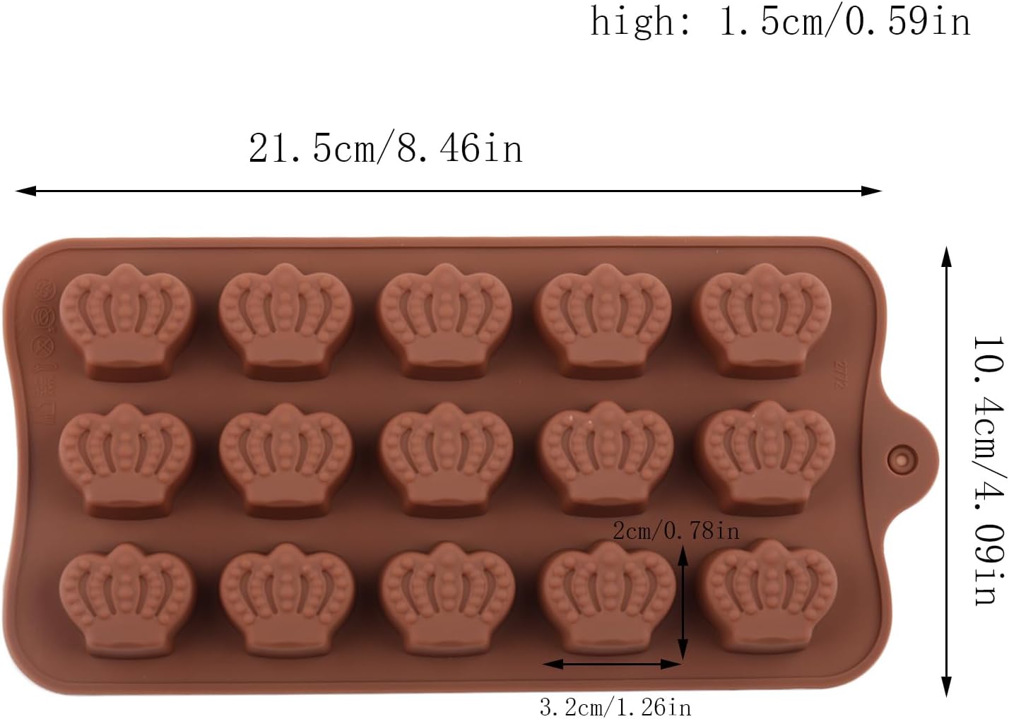 15 Cavity Crown Silicone Chocolate Molds For Chocolate Candy
