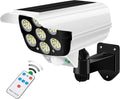 Outdoor Motion Sensor Solar Lights 2000 Lumens 77 LEDs Spotlight With Remote Controller FloodLights Outdoor IP66 Waterproof, Wireless Dummy Decoy Fake Security Camera for Porch Garden Patio Driveway