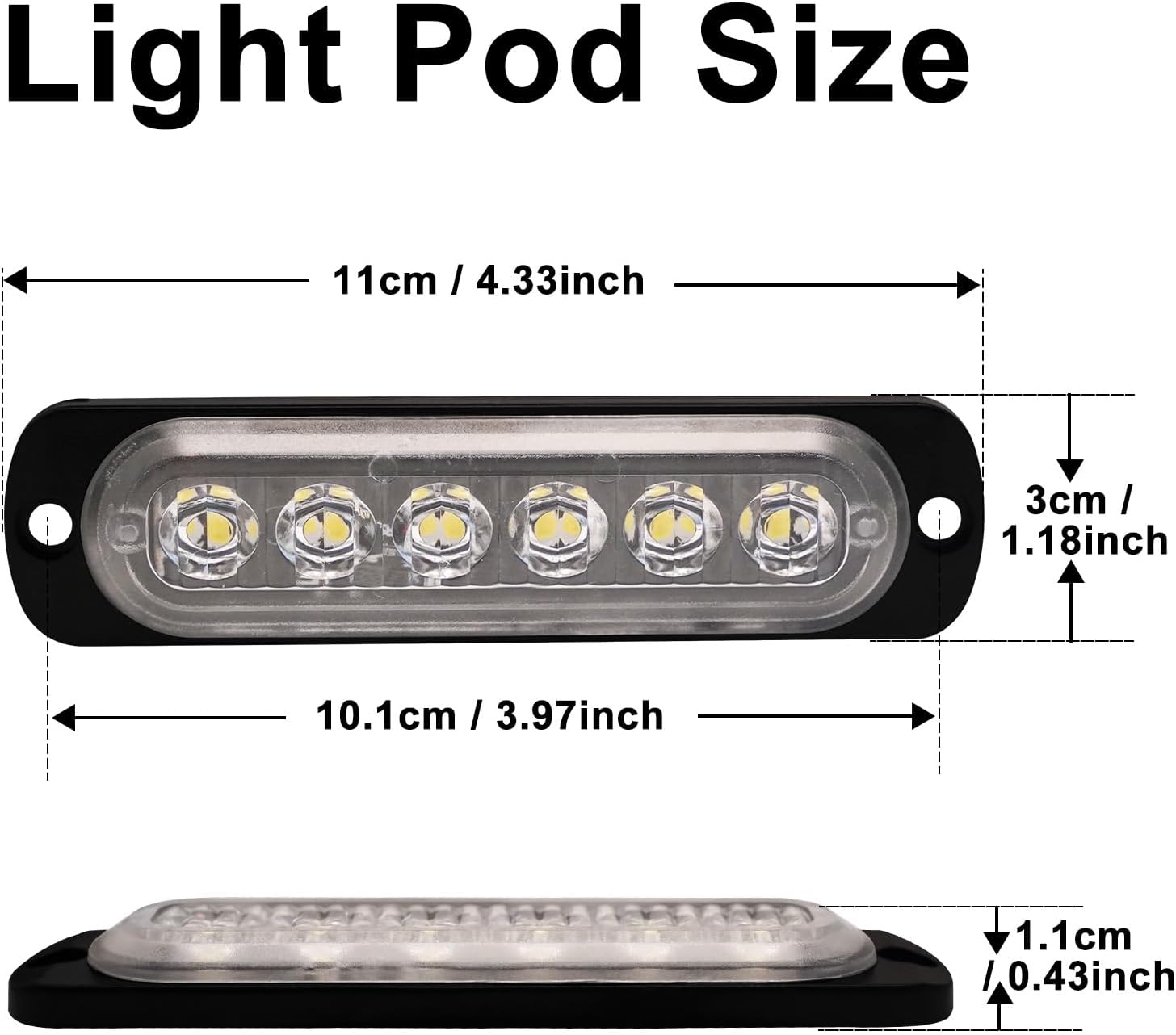 12V 24V LED White Light Thin 6LEDs Waterproof for UTV Truck RV Dome, Step, Under Dash, Truck Bed, Trunk, Boat Interior, 1 Pc