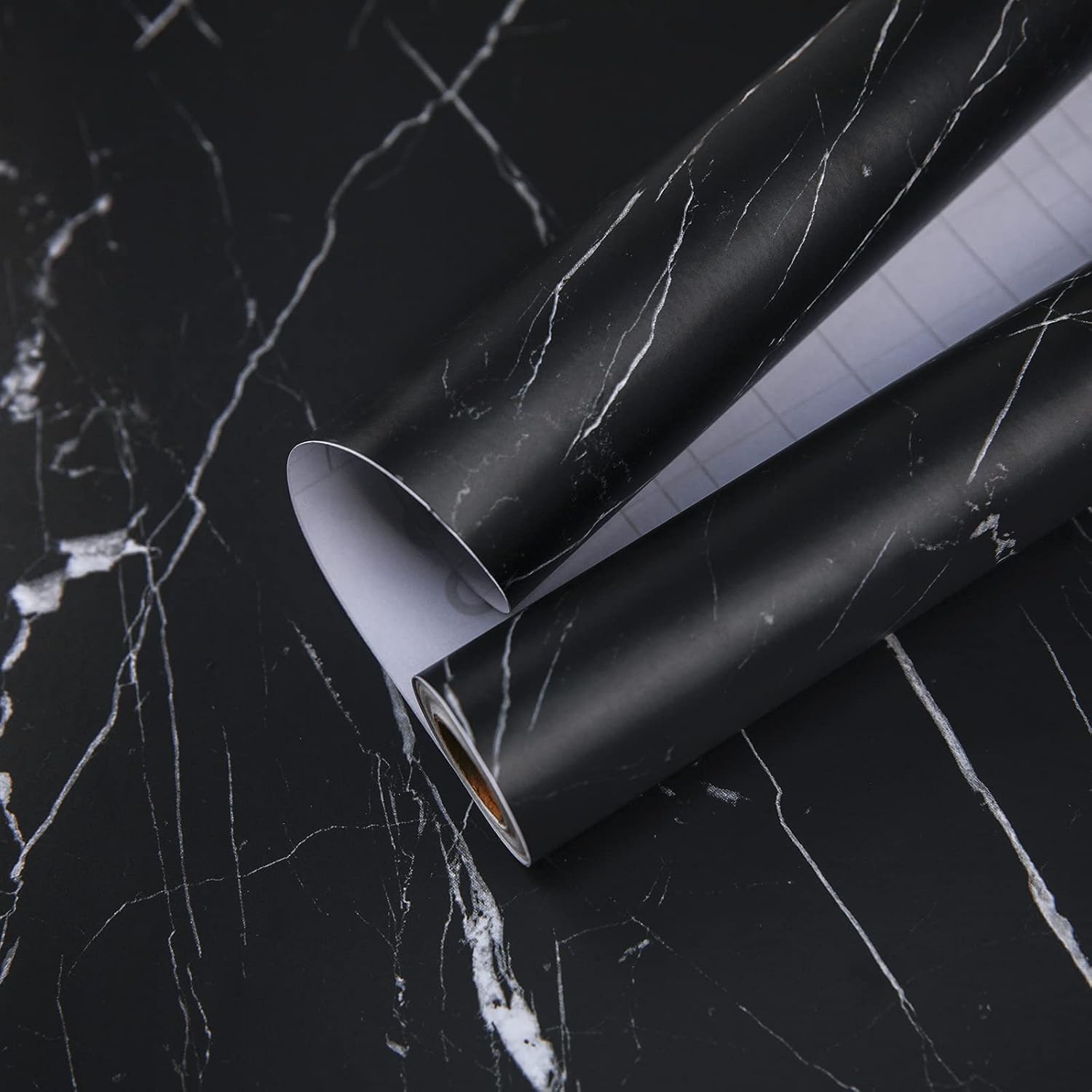 practicalWs Glossy Marble Contact Paper Granite White/Grey Kitchen Countertop Cabinets Furniture Refurbishment Wall Paper Thick Removable Wallpaper Peel and Stick Wall Decor Vinyl Wrap 11.8"x78.7"