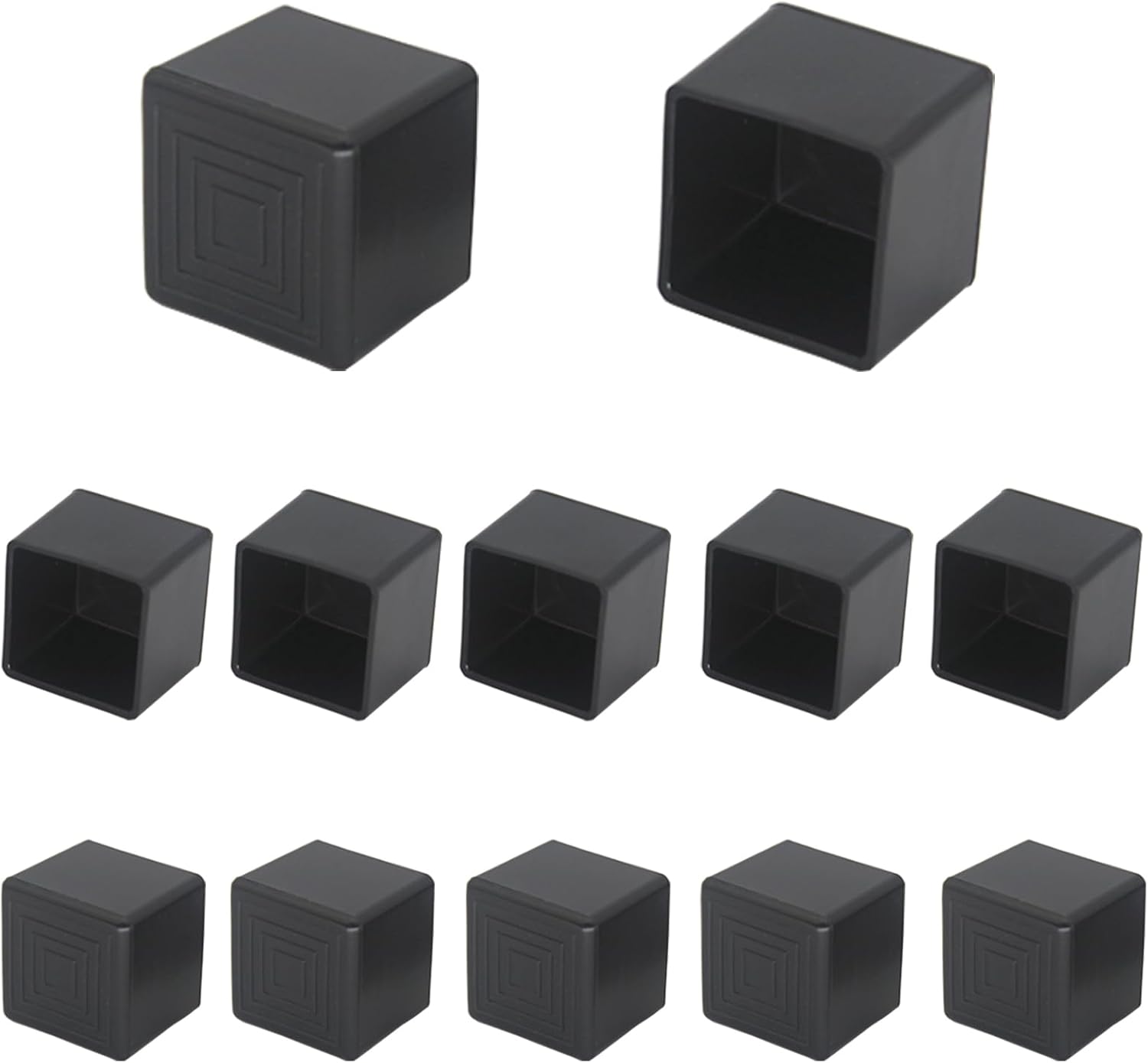 12Pcs 1"x1" (25mmx25mm) Square Rubber Chair Leg Tips Caps, Chair Table Leg Covers Floor Protectors, Chair Leg End Caps for Furniture, Table