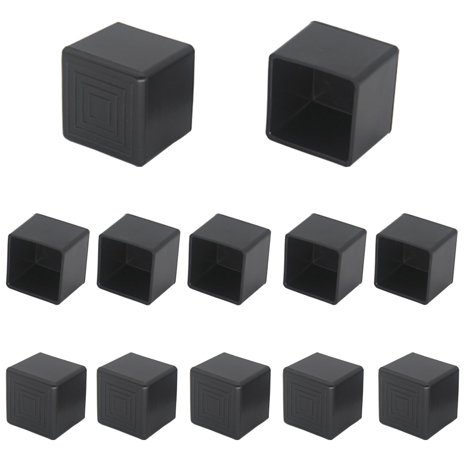 12Pcs 1"x1" (25mmx25mm) Square Rubber Chair Leg Tips Caps, Chair Table Leg Covers Floor Protectors, Chair Leg End Caps for Furniture, Table