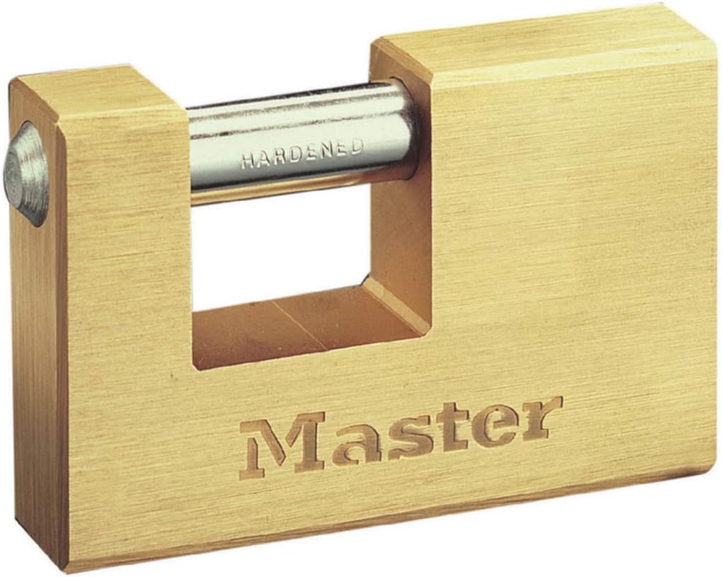 Master Lock 607EURD Rectangular Brass Padlock with Key, Gold, 7,5 x 7,6 x 1,5 cm