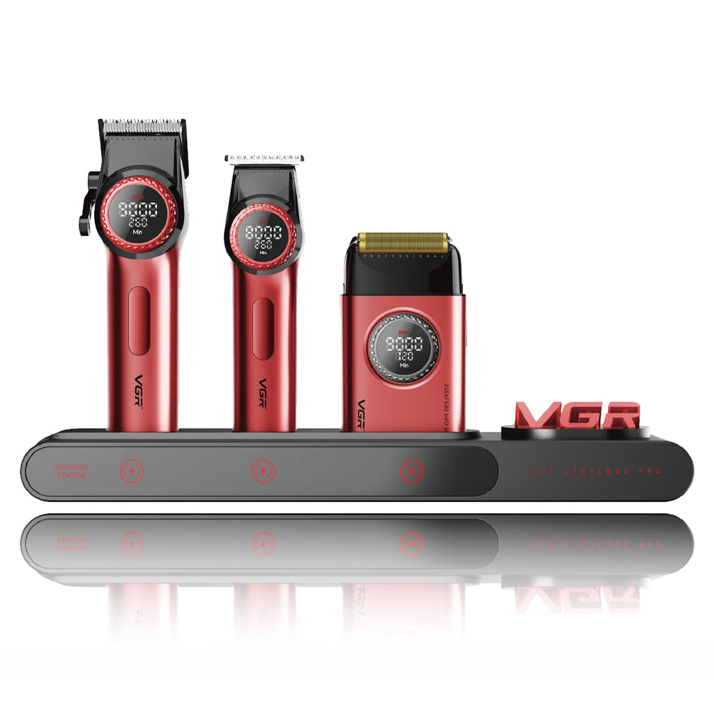 VGR 001 Professional Hair Clippers for Men, Cordless Barber Clippers for Hair Cutting, Carbon Steel Blade Hair Trimmers for Barbers, 9000RPM, LED Display, Black