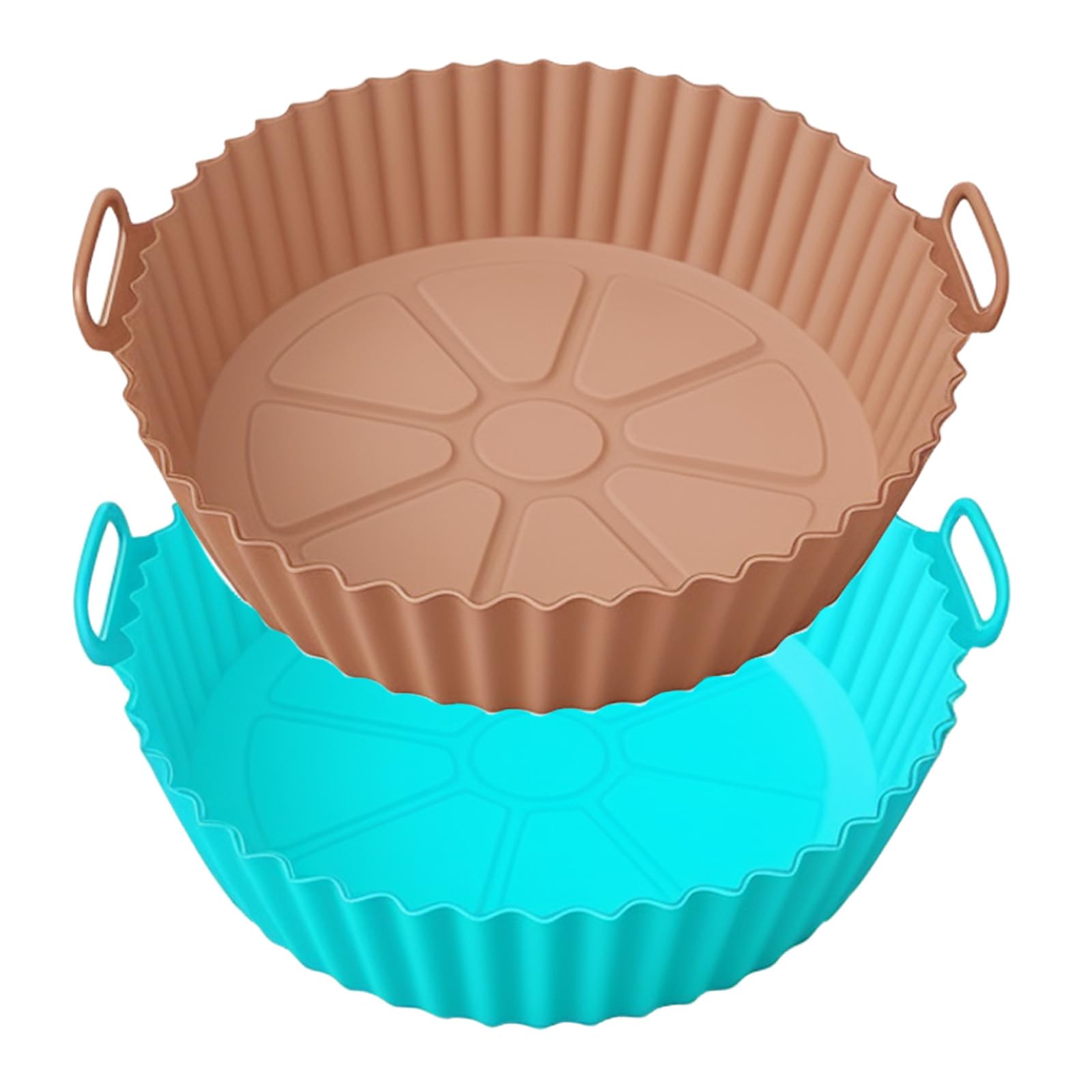 Silicone Air Fryer Liners Compatible with Ninja AF101 4QT AF141 5QT AF150 AF161 XL MAX 5.5QT and Most 3-5QT Air Fryers, Reusable Non-Stick Accessories for Ovens & Microwaves (Brown+Blue)